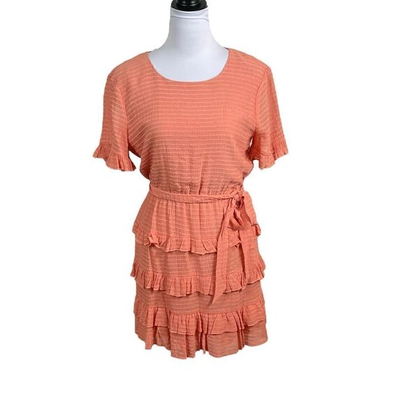 NWT City Studio Soft Peach Short Sleeve Mini Fit And Flare Dress, Size M - Picture 3 of 10